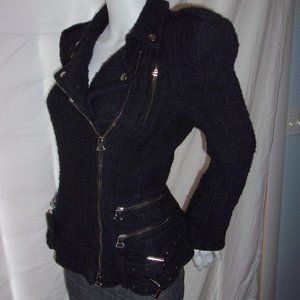BALMAIN Black Zip Moto Jacket 38/XS